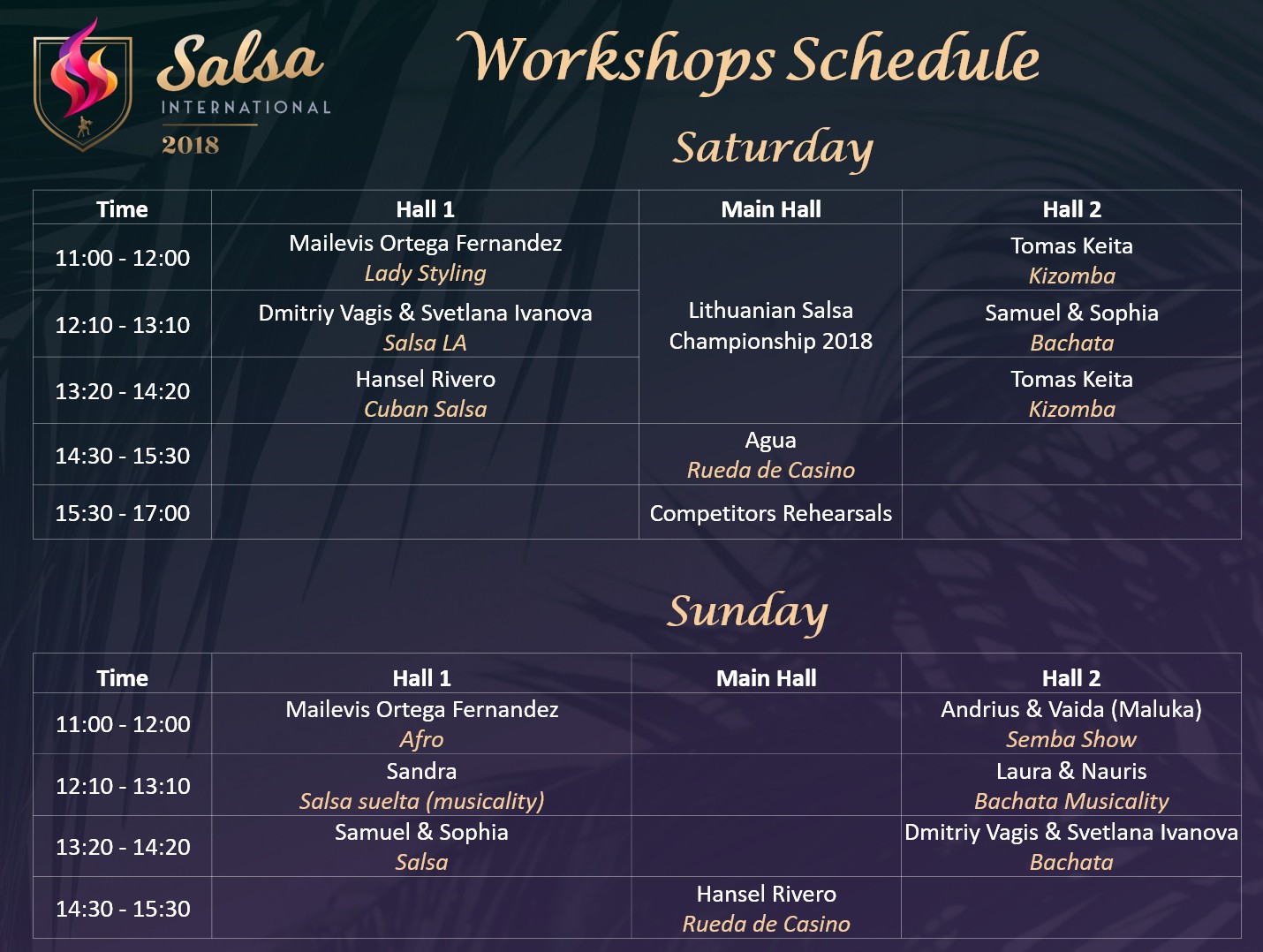 workshops schedule
