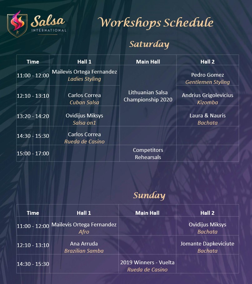 workshops Schedule 2020